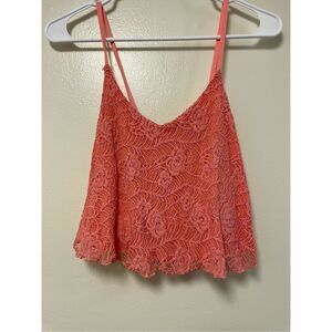 Charlotte Rouse Size Small Cropped Lace Orange Tank